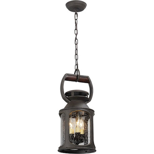 Troy Lighting Old Trail 3Lt Pendant, Medium, Rust/Clear Seeded - F4517-HBZ