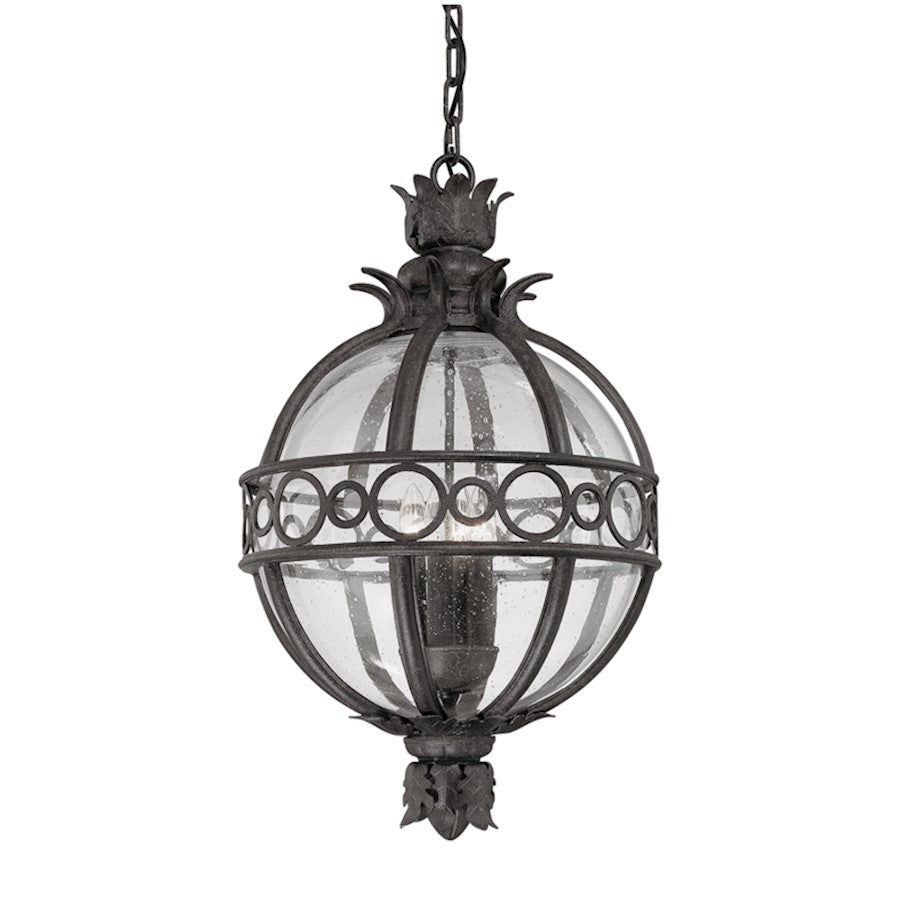 Troy Lighting Campanile 3 Light Lantern, French Iron/Clear Seeded - F5008-FRN