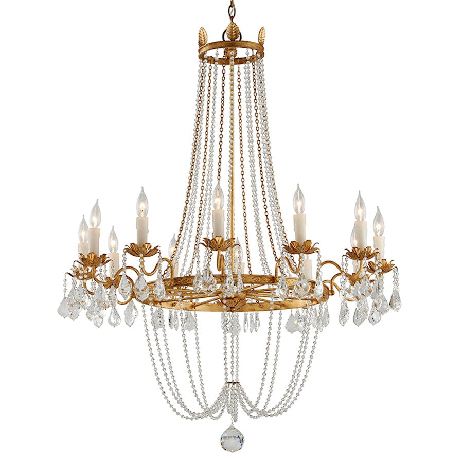 Troy Lighting Viola 12 Light Chandelier, Vintage Gold Leaf - F5367-VGL