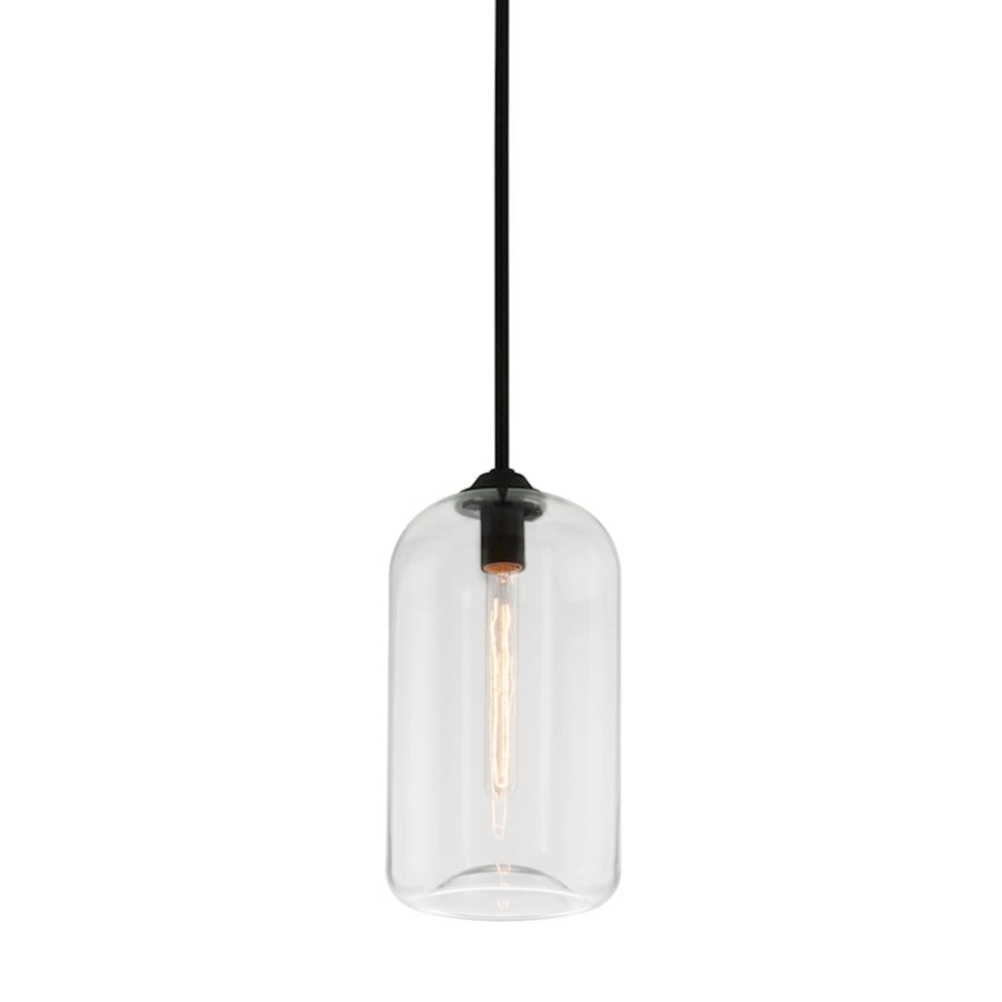 Troy Lighting District 1Lt Pendant, Small, Satin Black/Clear - F5561-SBK