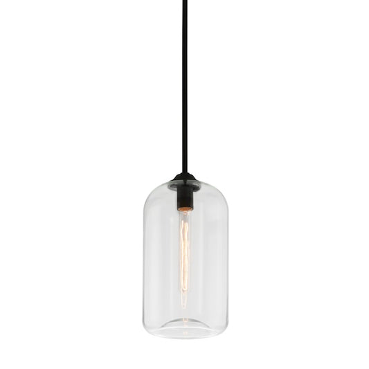 Troy Lighting District 1Lt Pendant, Small, Satin Black/Clear - F5561-SBK