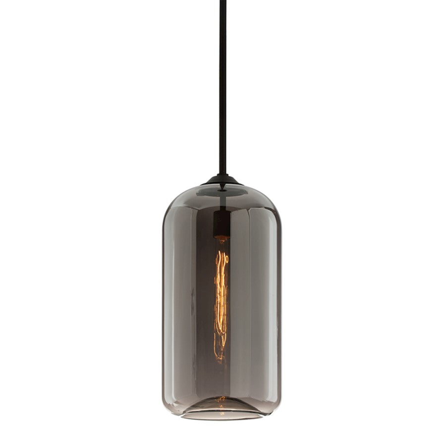 Troy Lighting District 1Lt Pendant, Large, Satin Black/Smoke - F5582-SBK