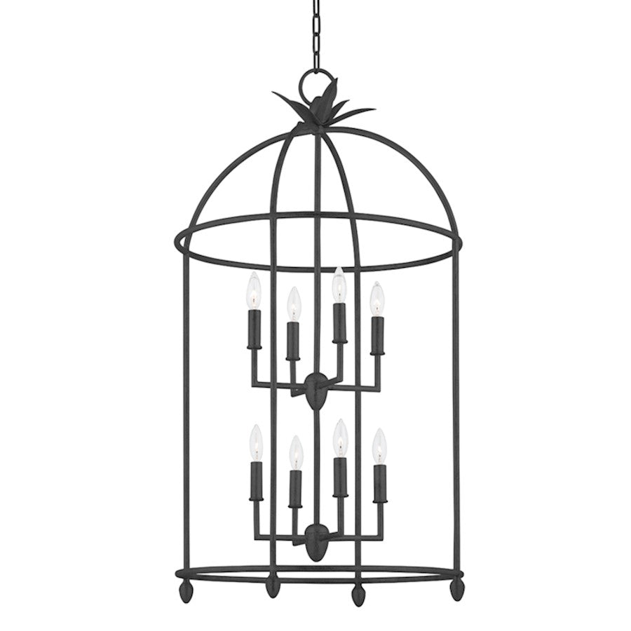 Troy Lighting Brooks 8 Light Pendant, Black Iron/Clear Seeded - F5724-BI