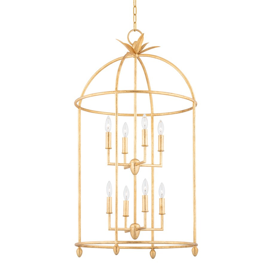 Troy Lighting Brooks 8 Light Pendant, Vintage Gold Leaf/Clear Seeded - F5724-VGL