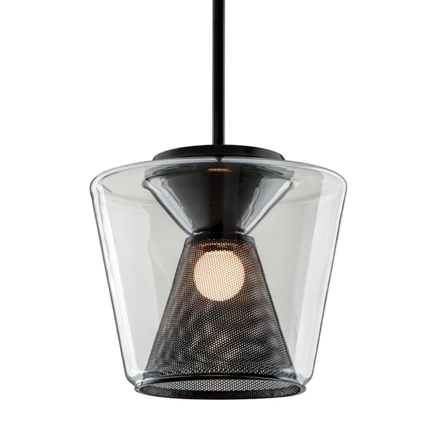 Troy Lighting Berlin 1Lt Pendant, Small, Gun Metal/Clear - F5851-SBK