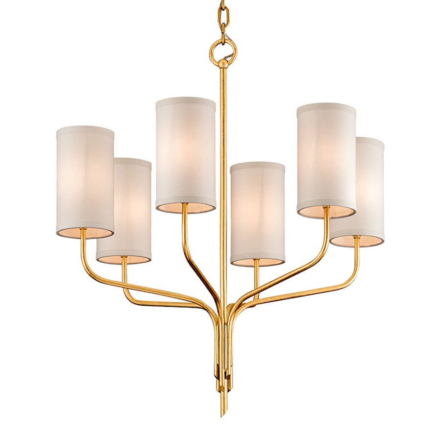 Troy Lighting Juniper 6Lt Chandelier, Gold/Off-White Hardback - F6166-GL