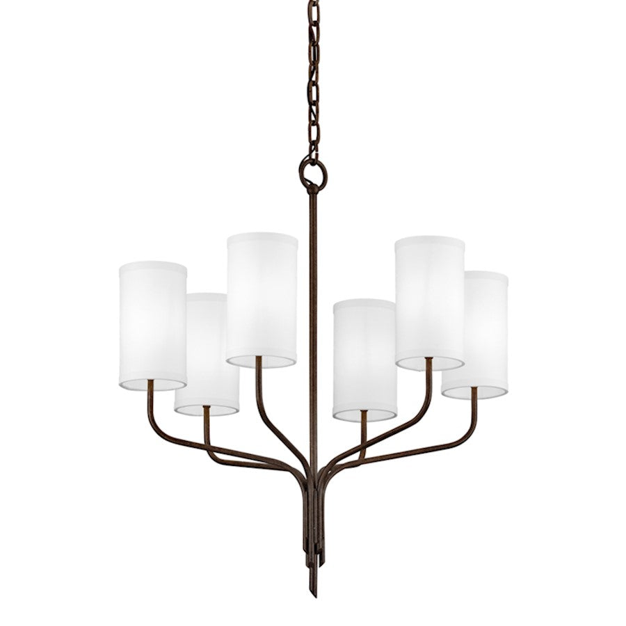 Troy Lighting Juniper 6Lt Chandelier, Bronze/Off-White Hardback - F6176-HBZ