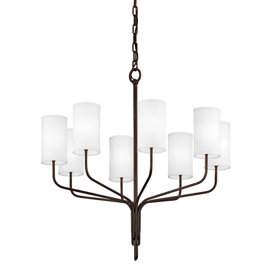 Troy Lighting Juniper 8Lt Chandelier, Bronze/Off-White Hardback - F6178-HBZ