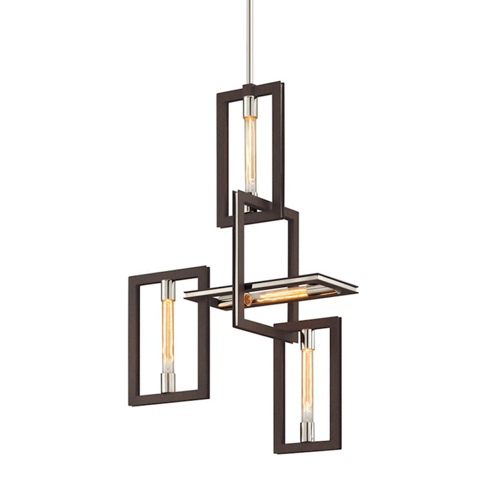Troy Lighting Enigma 4Lt Pendant, Bronze/Polished Stainless/ - F6184-TBZ-SS
