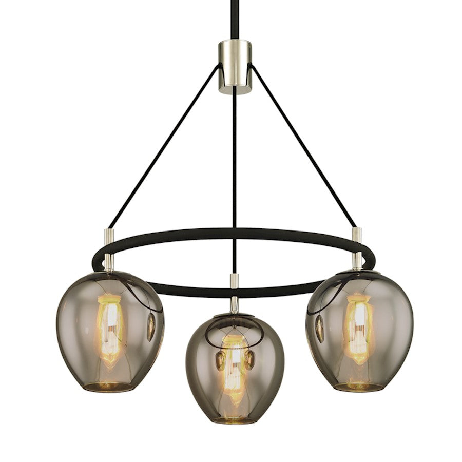 Troy Lighting Iliad 3 Light Chandelier, Textured Black/Nickel - F6213-TBK-PN