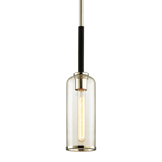 Troy Lighting Aeon 1Lt Pendant, Black/Pol Nickel/Clear - F6273-TBK-PN