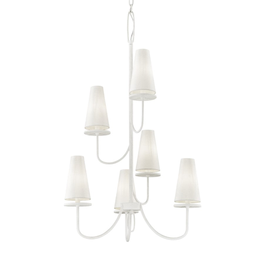 Troy Lighting Marcel 6Lt Chandelier, White/Off-White Hardback - F6287-GSW