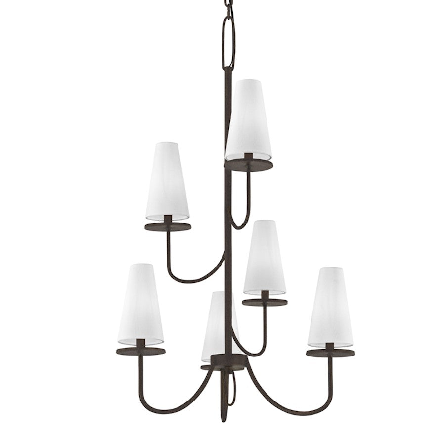 Troy Lighting Marcel 6Lt Chandelier, Bronze/Off-White Hardback - F6297-TBZ