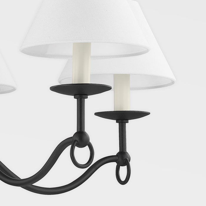 Troy Lighting Massi Chandelier, Forged Iron/Linen