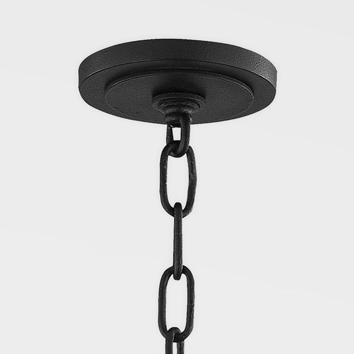 Troy Lighting Massi Chandelier, Forged Iron/Linen
