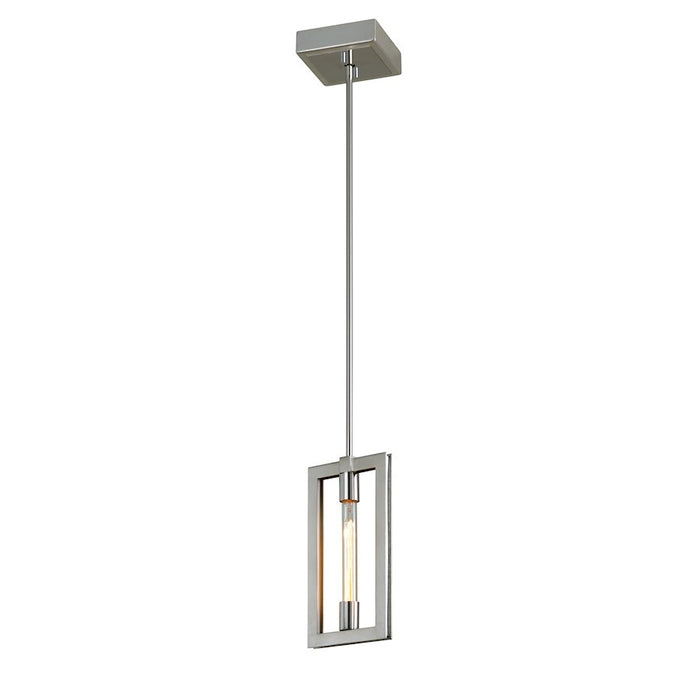 Troy Lighting Enigma 1 Light Mini Pendant, Silver Leaf/Stainless Accents