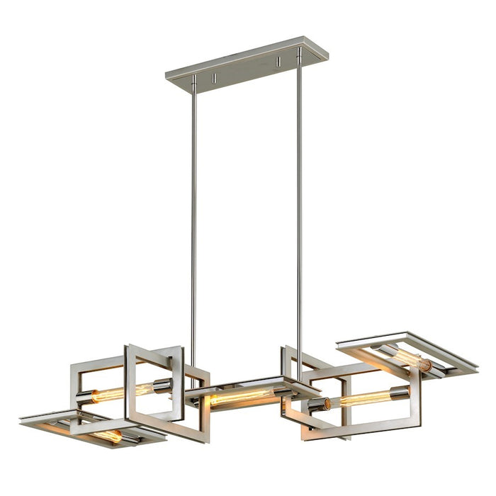 Troy Lighting Enigma 5 Light Linear, Silver Leaf with Stainless Accents