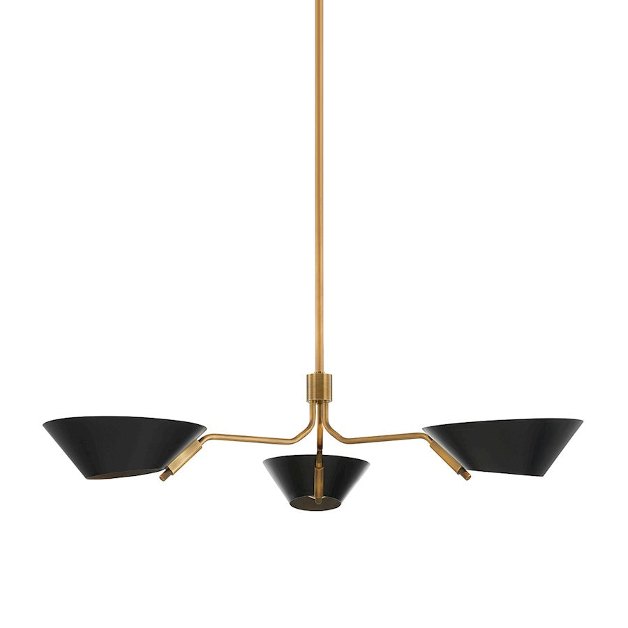 Troy Lighting Sacramento 3 Light Chandelier, Brass/Soft Black - F8143-PBR-SBK