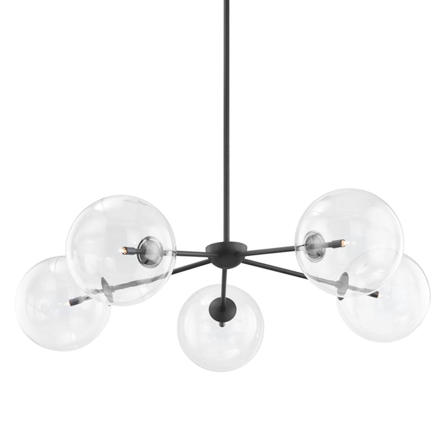 Troy Lighting Madrid 5 Light Chandelier, Soft Black/Clear - F8205-SBK