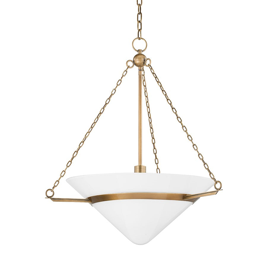 Troy Lighting Amador 1 Light 27" Pendant, Patina Brass/Opal Glossy - F8327-PBR