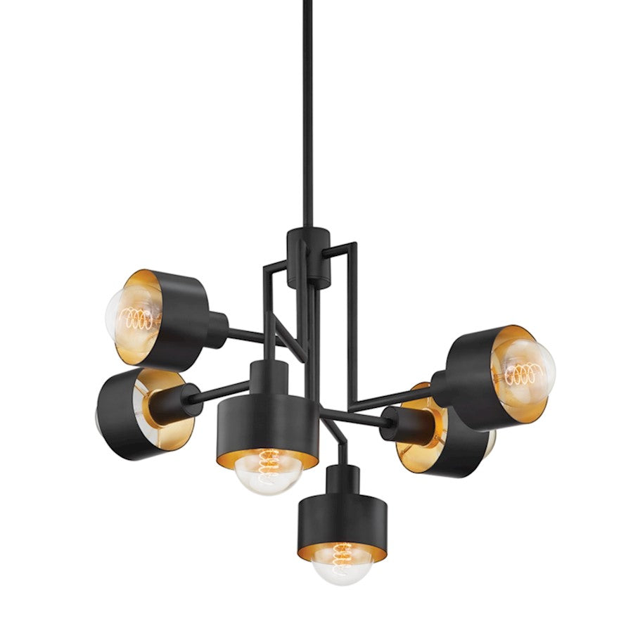 Troy Lighting North 6 Light Chandelier - F8726-SBK-GL