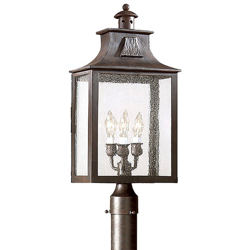 Troy Lighting Newton 3Lt Post Mount, Large, Old Bronze/Clear Seeded - P9006-SFB