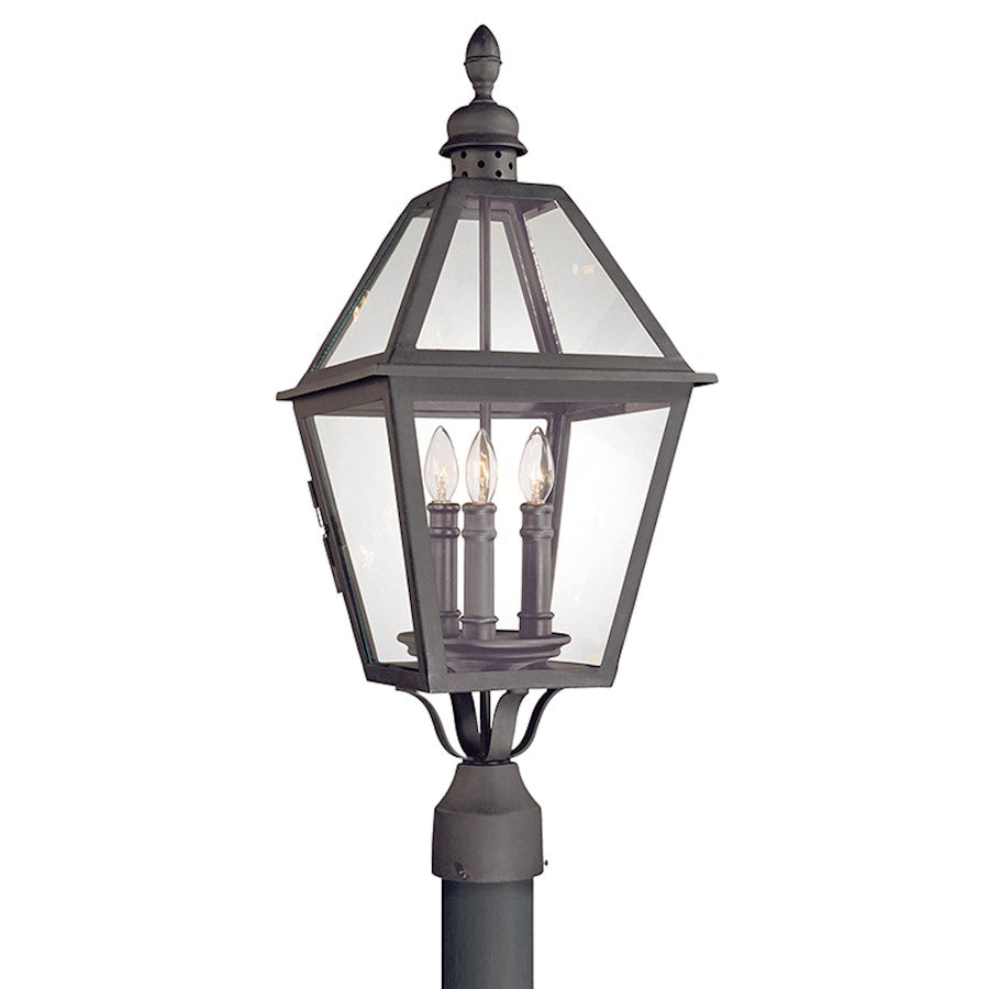 Troy Lighting Townsend 3 Light Post Lantern, Textured Black/Clear - P9625-TBK