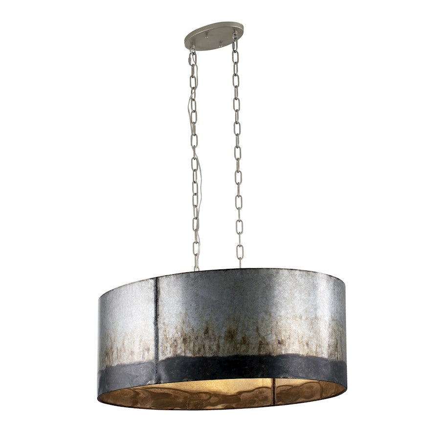 Varaluz Cannery 6-Light Oval/Linear Pendant, Ombre Galvanized - 323N06OG