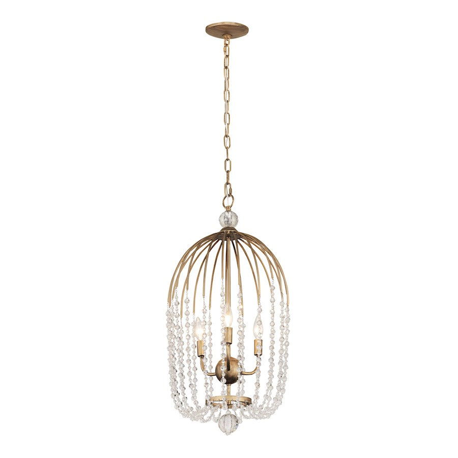 Varaluz Voliere 3 Light Crystal Tall Pendant, Havana Gold - 343F03HG