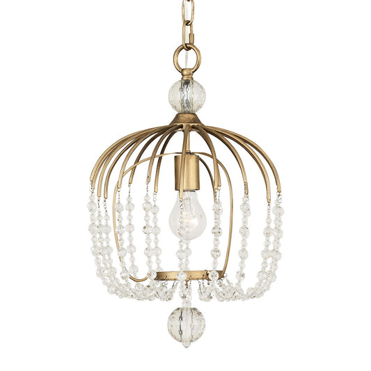 Varaluz Voliere 1 Light Crystal Pendant, Havana Gold - 343P01HG