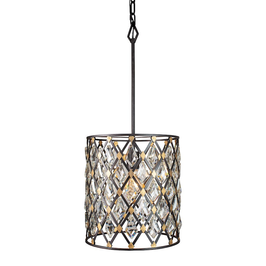 Varaluz Windsor 1 Light Crystal Pendant, Carbon/Havana Gold - 345P01CBHG