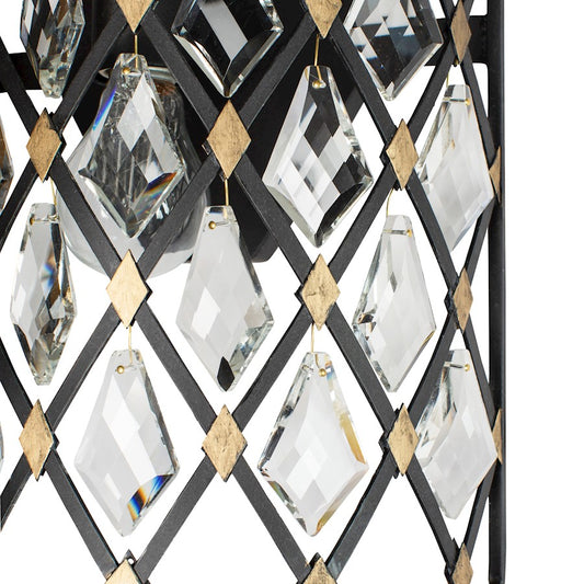 Varaluz Windsor 2 Light Crystal Sconce/Bath, Carbon/Havana Gold - 345W02CBHG