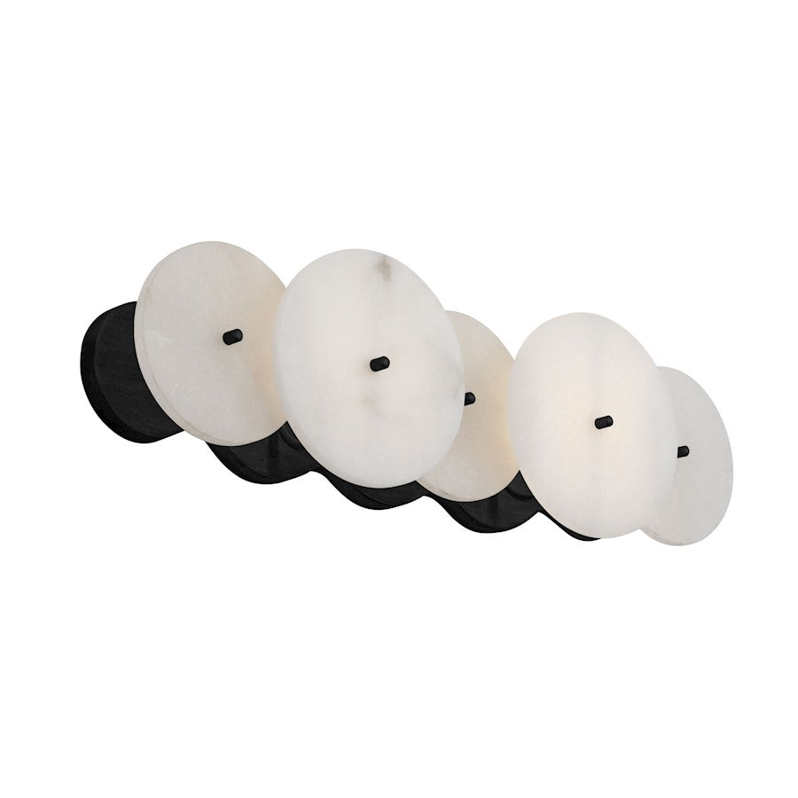 Varaluz Cosmos 2 Light Bath Light, Matte Black/Spanish Alabaster - 370B02MB