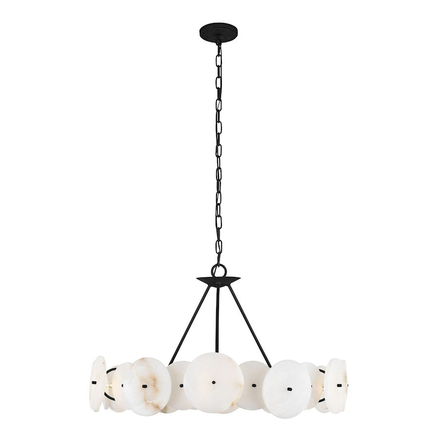 Varaluz Cosmos 6 Light Chandelier, Matte Black/Spanish Alabaster - 370C06MB