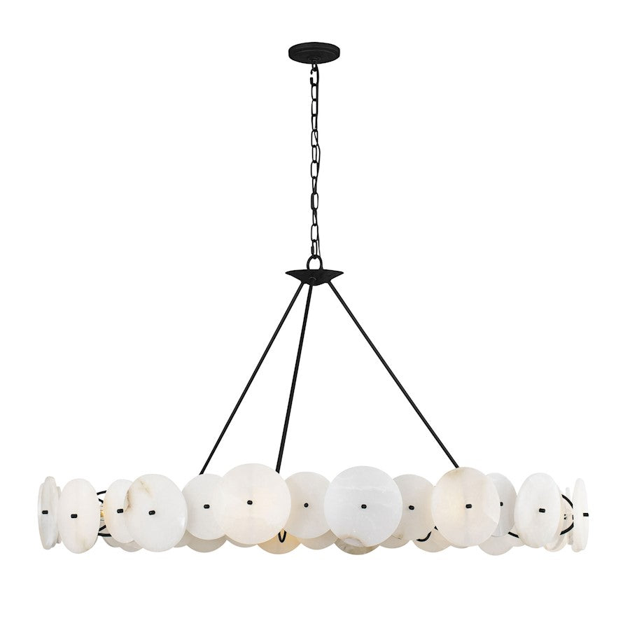 Varaluz Cosmos 9 Light Chandelier, Matte Black/Spanish Alabaster - 370C09MB