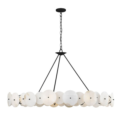 Varaluz Cosmos 9 Light Chandelier, Matte Black/Spanish Alabaster - 370C09MB