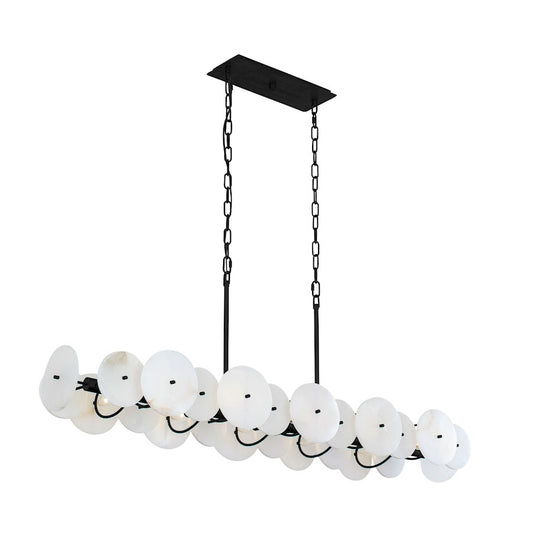 Varaluz Cosmos 10 Light Linear Pendant, Matte Black/Spanish Alabaster - 370N10MB