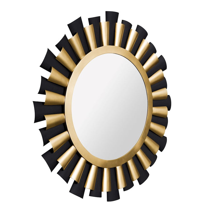Varaluz Daphne 36 In Wall Mirror, Matte Black/French Gold
