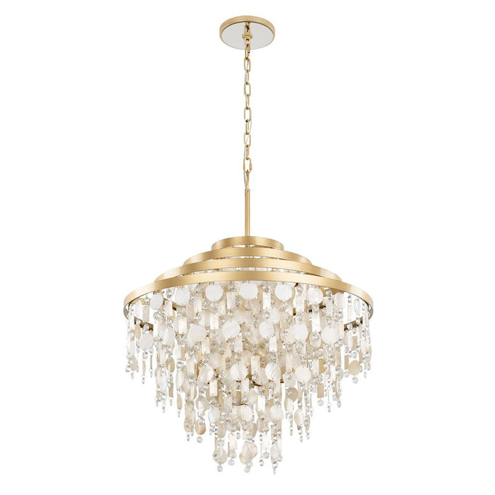 Varaluz Kalani Chandelier, French Gold/Ivory/Clear