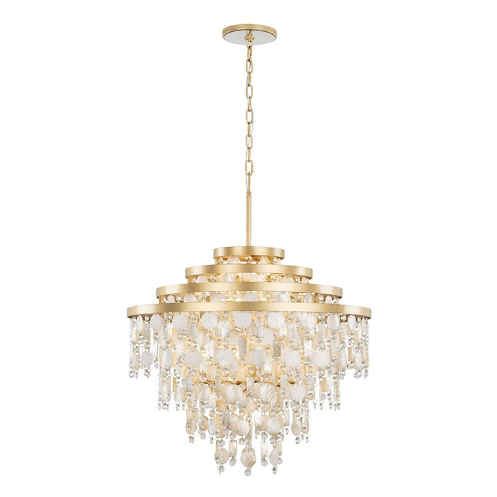 Varaluz Kalani Chandelier, French Gold/Ivory/Clear