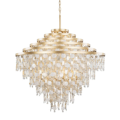 Varaluz Kalani 16-Lt Chandelier, French Gold/Ivory/Clear - 377C16FG