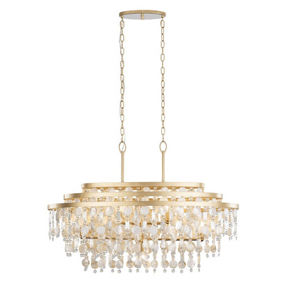 9 Light Linear Pendant, French Gold