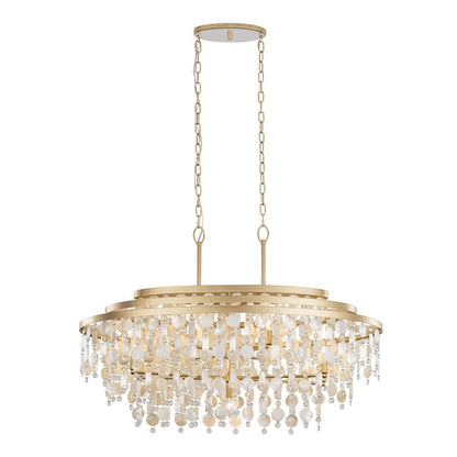 9 Light Linear Pendant, French Gold