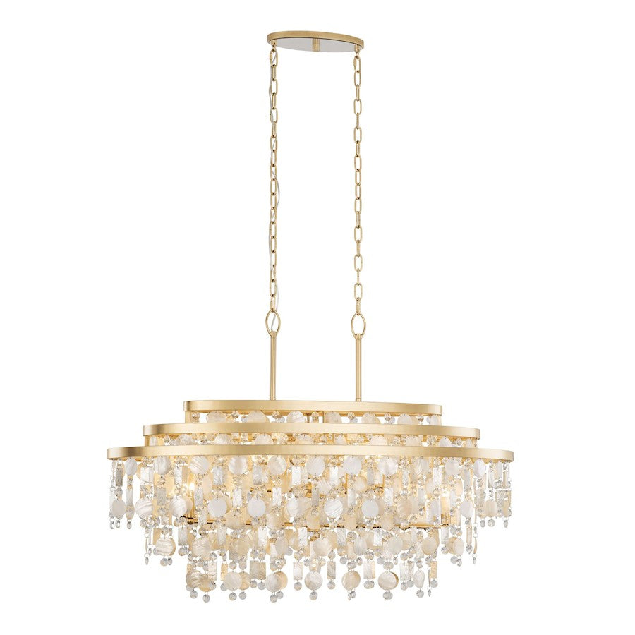 9 Light Linear Pendant, French Gold