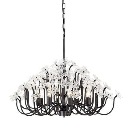 Varaluz Wildflower 8-Lt Chandelier, Matte Black/Clear - 378C08MB