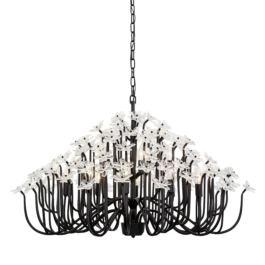 Varaluz Wildflower 15-Lt Chandelier, Matte Black/Clear - 378C15MB