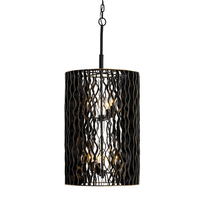 Varaluz Estela 6-Lt Foyer Pendant, Matte Black/French Gold - 380F06MBFG