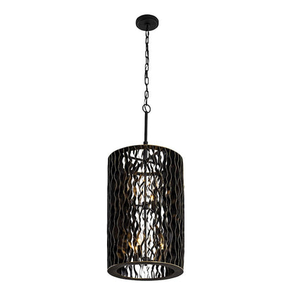 6 Light Foyer Pendant, Matte Black