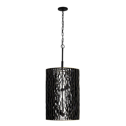 6 Light Foyer Pendant, Matte Black