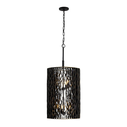 6 Light Foyer Pendant, Matte Black